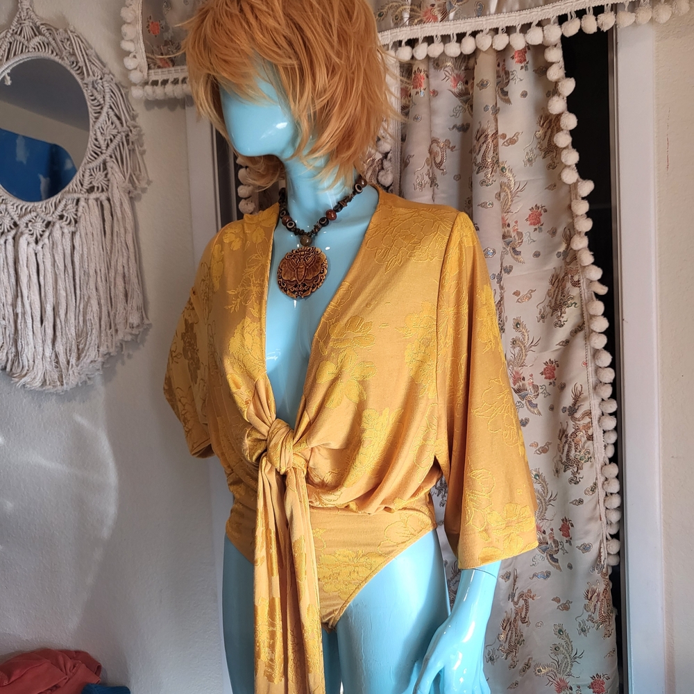 Zara Gold Flower Kimono Bodysuit